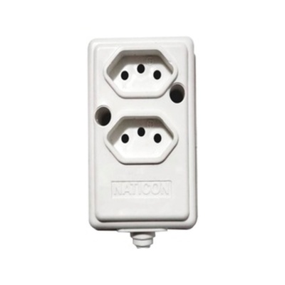 TOMADA BARRA NATICON DUPLA 2P+T 10a - BRANCA