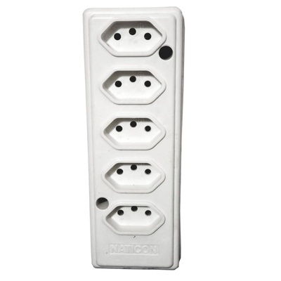 TOMADA BARRA NATICON QUINTUPLA 10A 2P+T - BRANCA