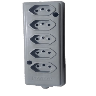 TOMADA BARRA NATICON QUINTUPLA 10A 2P+T - CINZA