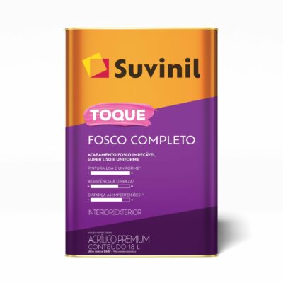 TINTA ACRILICO SUVINIL TOQUE FOSCO COMPLETO CORES - 18L